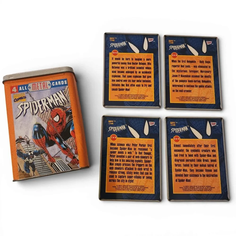 1996 Marvel Comics SPIDER-MAN - 4 Metal Cards Tin - Picture 8 of 9